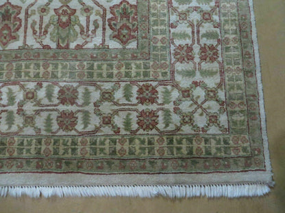 8' 5" X 12' Handmade India Agra Floral Oriental Wool Rug Tea Washed Carpet Nice