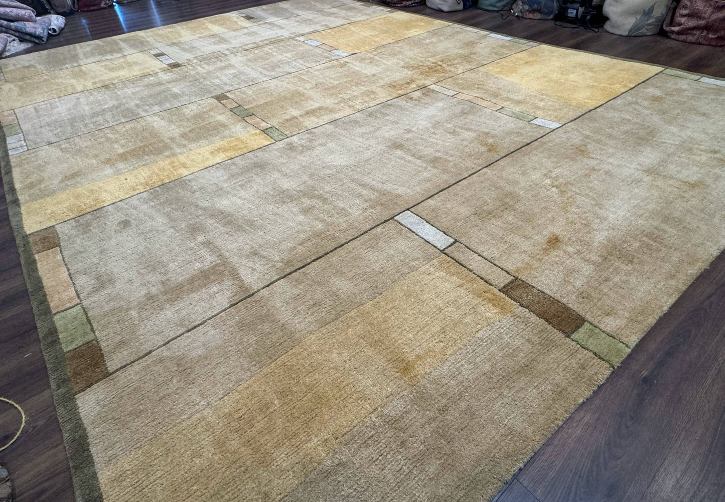 Tufenkian Tibetan Rug 12x16, Handmade Wool Modern Area Rug, Palace Size Carpet