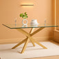 Rectangular Tempered Glass Dining Table Gold Finish