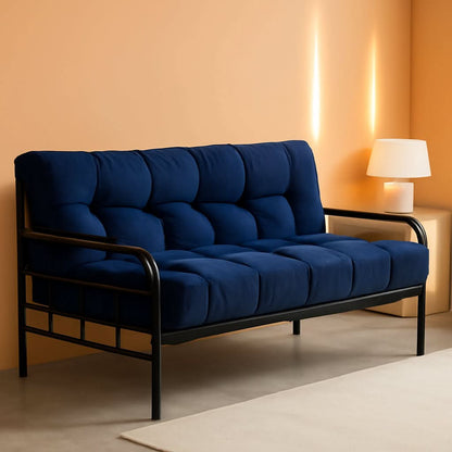 6-Inch Full-Size Futon Mattress Navy Tufted Shredded Foam