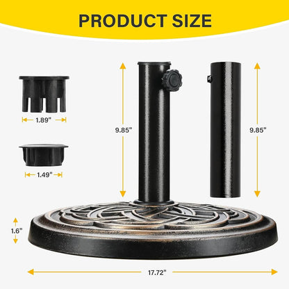 Heavy Duty 24 Pound Bronze Umbrella Base Patio Garden Stand For Outdoor Market Umbrellas