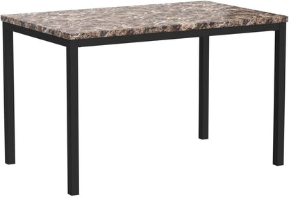 Black Metal Dining Table With Laminated Faux Marble Top