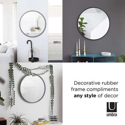Round Rubber Wall Mirror 37 Inch Diameter With Protective Rubber Frame