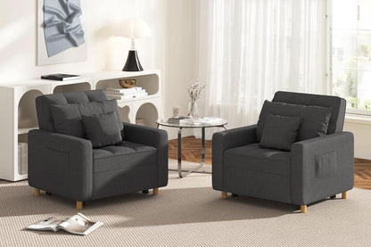 36 Inch Convertible Sleeper Chair GreyTexturedFabric