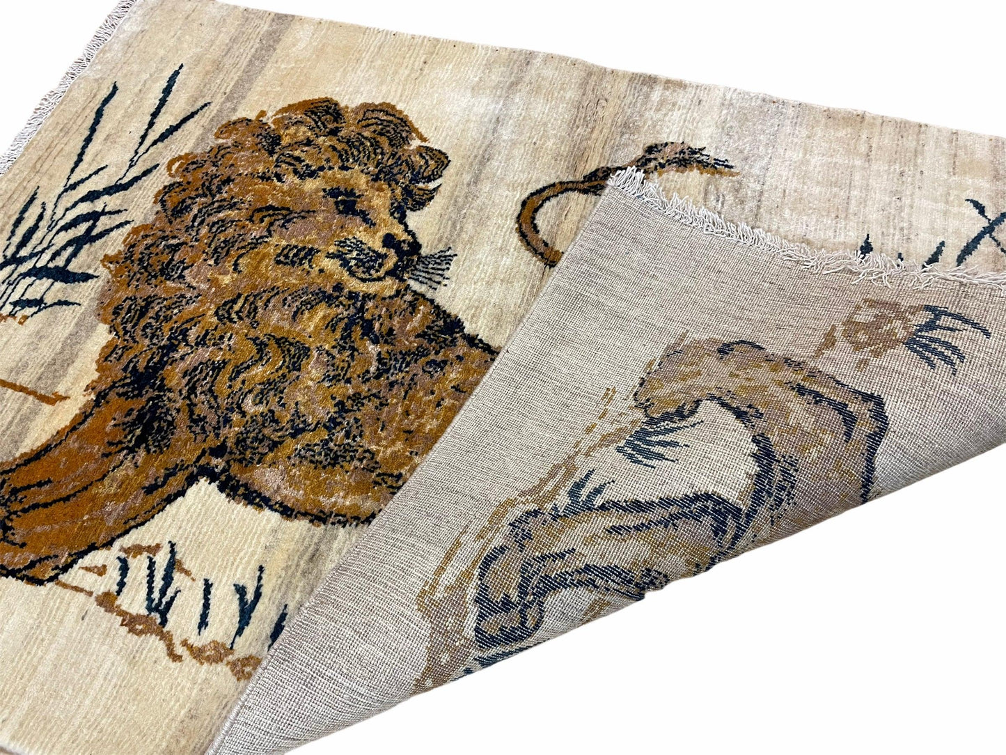 3.5 X 4 Handmade Hand-Knotted New Vintage Rug Quality Wool Lion Organic Dyes