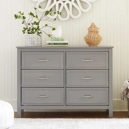 Charlie 6 Drawer Double Dresser Grey For Nursery And Kids Bedroom Storage