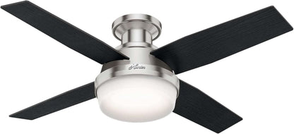 Fan Dempsey 44 Inch Brushed Nickel Ceiling Fan With LED