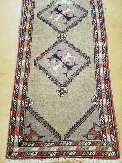 2'4" X 11' Antique Handmade Turkish Wool Rug Runner Carpet Camel Hair Nice