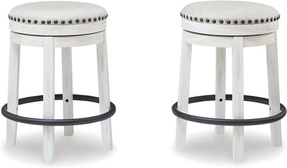 Valebeck 24Inch Counter Height Swivel Stool White Black