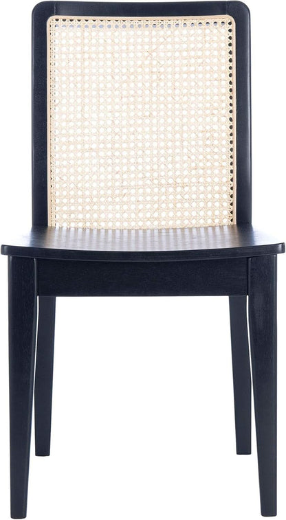 Dining Chairs Set Of 2 Black Natural Rattan Back For Dining Room