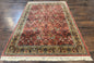 Persian Hunting Design Rug 4.7 x 6.5, Hunting Scene, Red-Orange, Wool, Belgian Power Loomed Carpet