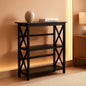 Montego 3 Shelf Bookcase Black Solid Wood Construction