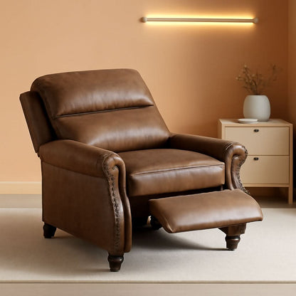 Pushback Recliner Chair With Rivet Detail For Living Room