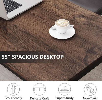 55 Inch Computer Desk Rustic Brown For Home Office