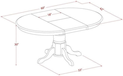 Avon Oval Dining Table 42x60 Linen White Butterfly Leaf