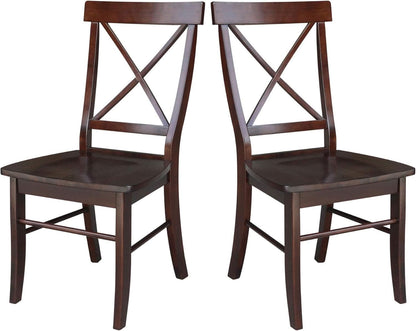 X Back Dining Chair In Java Finish With Solid Wood Seat