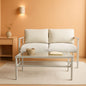 2 Piece Outdoor Coffee Table And Loveseat Set Gray Frame Creme Cushions