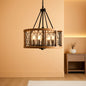 4 Light Modern Farmhouse Chandelier Grey Wood Rustic Finish