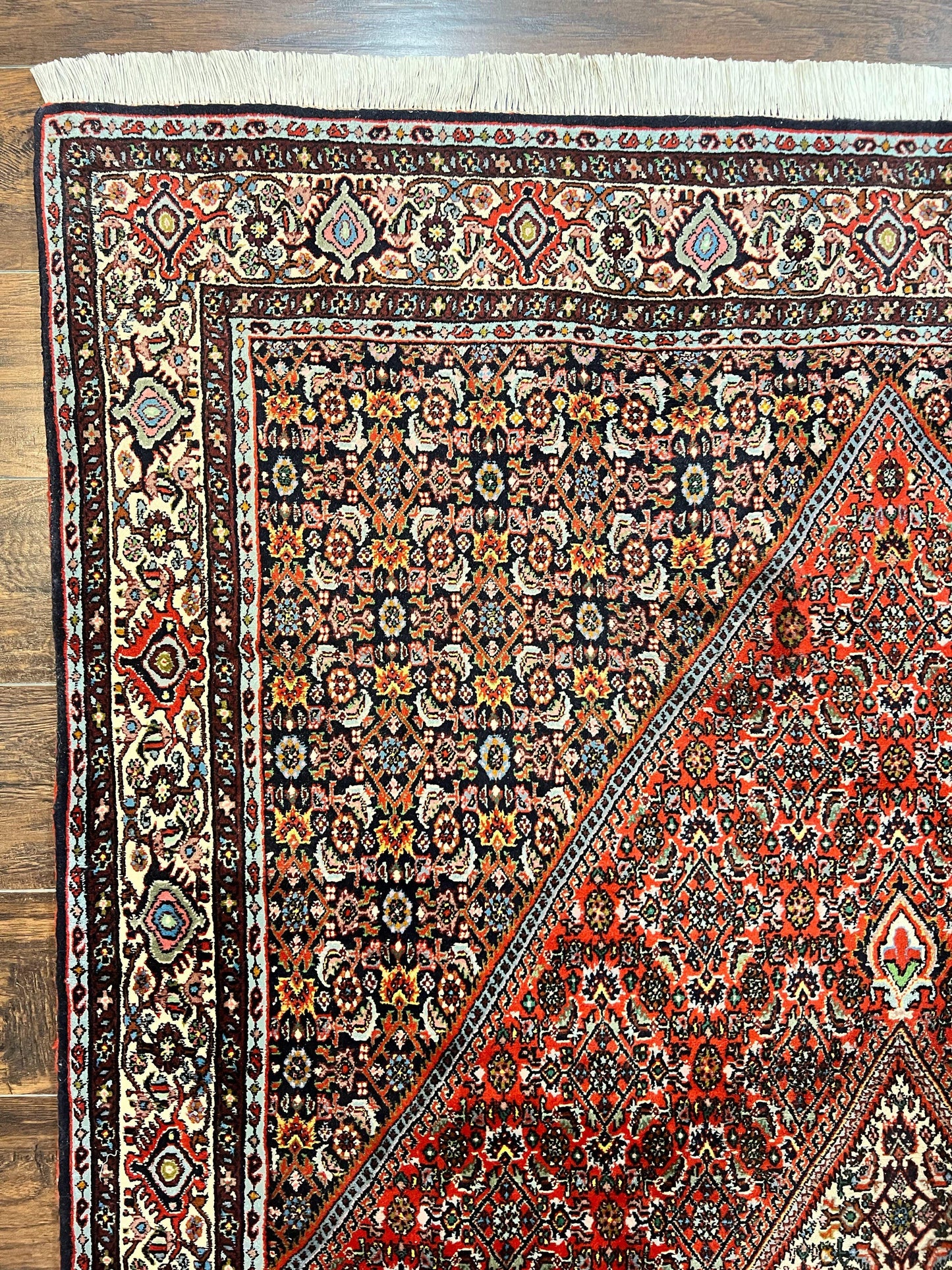 Persian Bidjar Rug 5x10, Wool Hand Knotted Vintage Carpet, Highly Detailed, Mahi Herati Pattern, 5 x 10 Oriental Rug