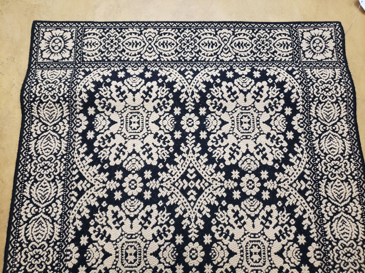 4x6 Power-Loomed Rug Dark Navy Blue & Ivory Oriental Carpet Nice