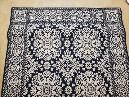 4x6 Power-Loomed Rug Dark Navy Blue & Ivory Oriental Carpet Nice