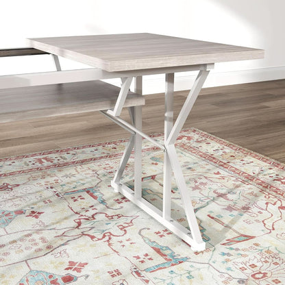 63 Inch Expandable Dining Table Distressed Gray Farmhouse