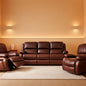 3 Piece Bonded Leather Reclining Sofa Set In Brown