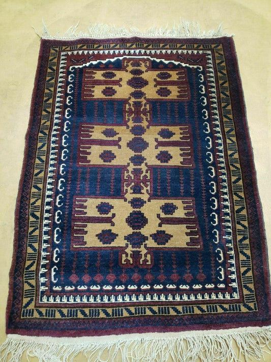 3' X 4' Vintage Handmade Balouchi Balouch Tribal Wool Rug Nice