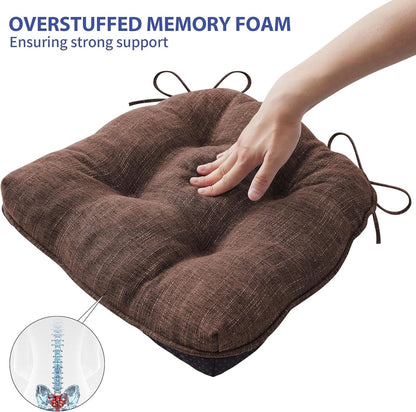 Tufted Memory Foam Dining Chair Cushions Set Of 4 Brown