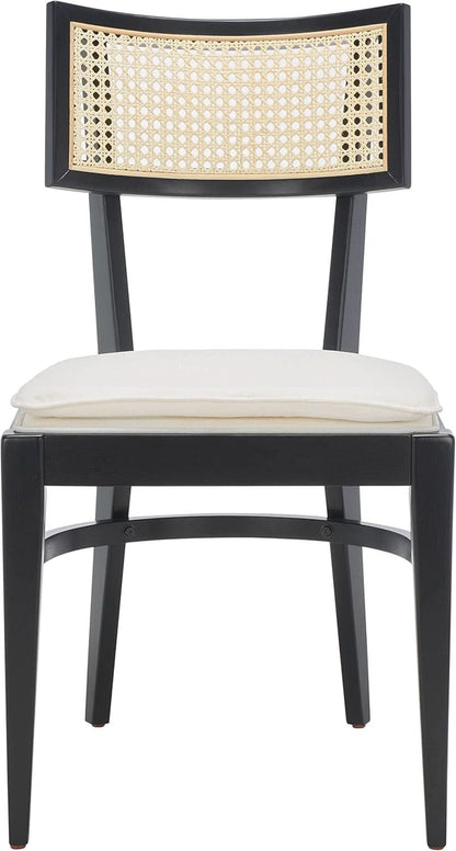 Galway Coastal Dining Chair Black Frame Cane Seat Cushion