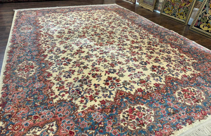 Karastan Rug 8.8 x 12 Ivory Kirman #788, Original 700 Series, Wool Karastan Carpet, Karastan Area Rug, Vintage Karastan, Living Room Rug