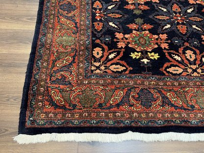 Wonderful Persian Rug 7x10, Navy Blue and Red, Allover Floral Pattern, Bidjar Carpet, Authentic Oriental Rug 7 x 10, Wool Hand Knotted Rug