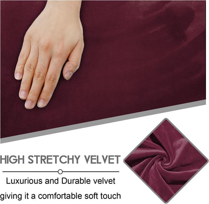 Burgundy Velvet Reclining Loveseat Slipcover Set 2 Seater Machine Washable