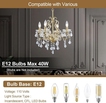 Modern K9 Crystal Chandelier 4 Light Matte Gold Pendant