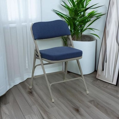 Navy Cushioned Metal Folding Chairs Set of 2 for Events