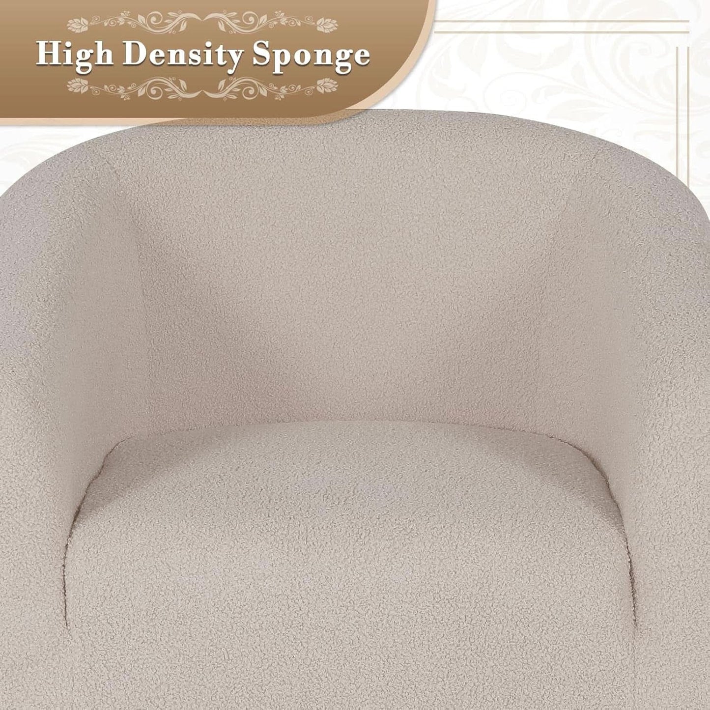 Grey Furry Barrel Accent Chair Velvet Textured Upholstered
