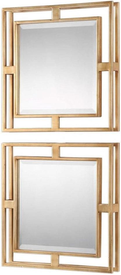 Allick 18 Inch Square Mirror Antiqued Gold Set Of 2