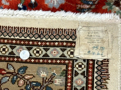 Persian Tabriz Rug 6x10, Burnt Orange and Tan, Animal Pictorials, Deer, Floral, Taba Tabae Carpet