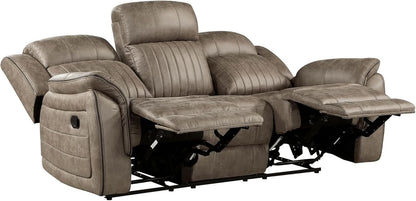 Sandy Brown Microfiber 3 Piece Reclining Living Room Set