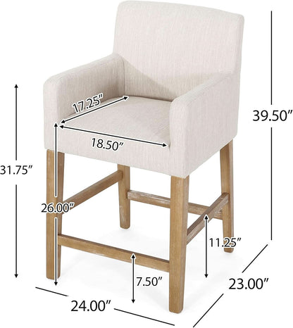 Armga Upholstered 26 Inch Counter Stools Beige Set Of 2
