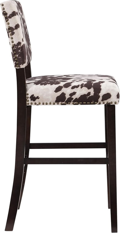 Stylish Cowhide Print Bar Stool with Comfortable Padded Seat