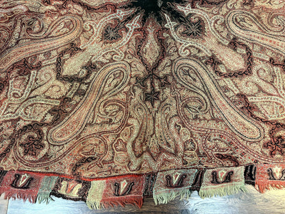 Antique Indian Kashmiri Shawl, Needlework, Signed By Masterweaver, Handmade, Rare