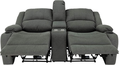 Powered Double Wall Hugger Recliner Sofa 67in Fossil Cloth