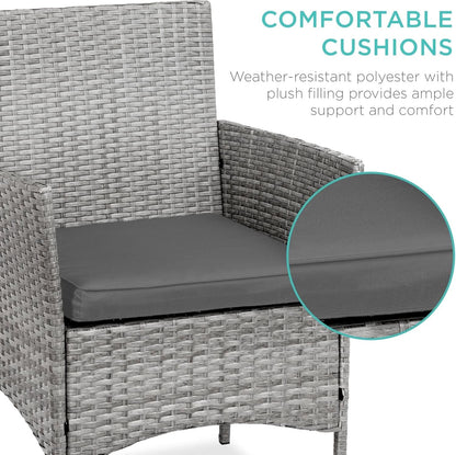 3 Piece Outdoor Wicker Bistro Set With Side Table
