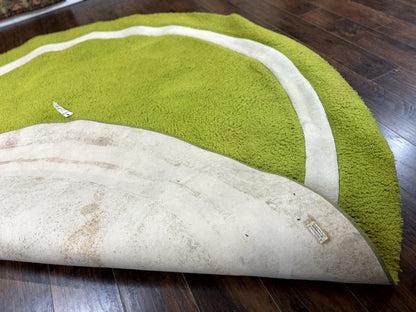 Large Round Rug 9x9, Vintage Retro Design, Lime Green