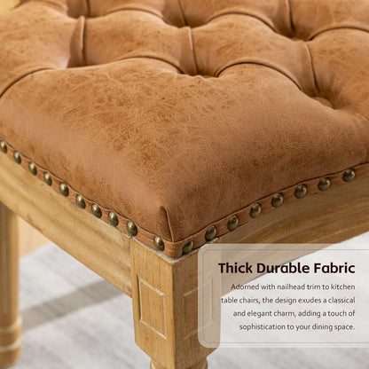 PU Leather Dining Chairs Set of 6 Orange Round Back with Nailhead Trim