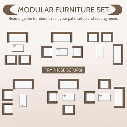 Outdoor Rattan 4 Piece Patio Furniture Conversation Set