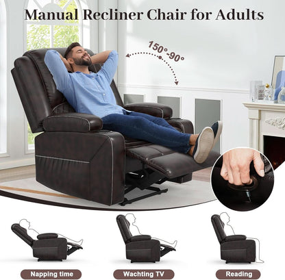 Three Seater Recliner Sofa Set Oversize Chair Removable Console Living Room Furniture For Comfort