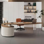Solid Wood L Shape Desk With Integrated Side Cabinet 56 In