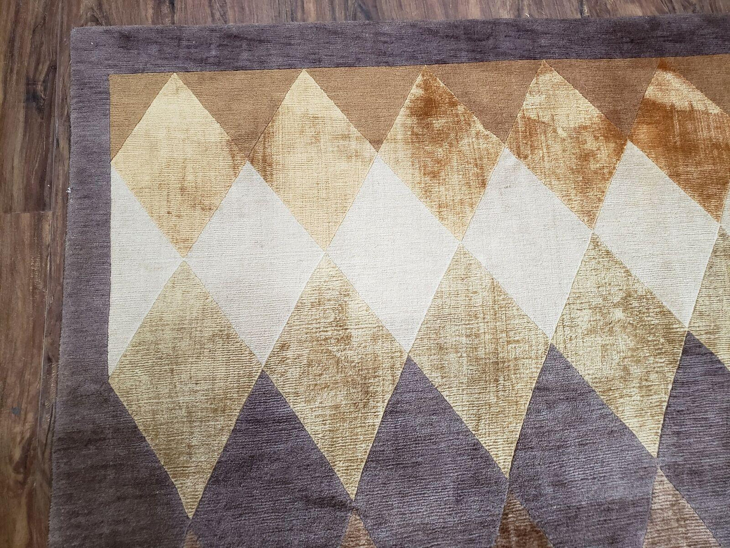 8' 6" X 11' Handmade Chinese Tibetan Nepal Silk & Wool Rug Gold Brown Tan Beige